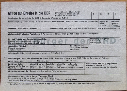 Antrag auf einreise die ddr - antrag,