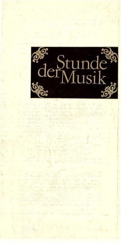 Programmheft stunde der - programmheft, musik