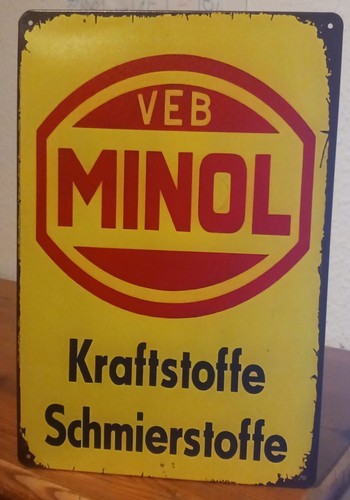 Blechschild veb minol ddr - veb,
