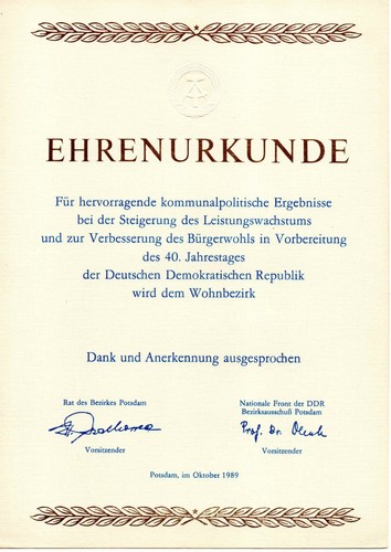 Ddr ehrenurkunde blanko - ddr,